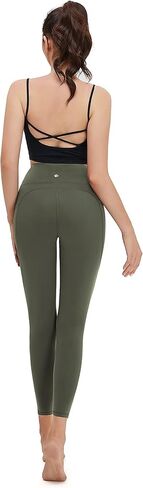 سراويل ضيقة للتمرين للسيدات، سراويل يوجا عالية الخصر مقاس 25 بوصة مع جيوب جانبية in Kuwait