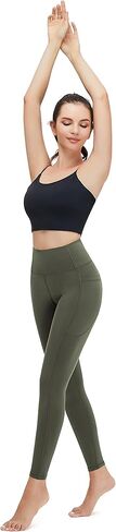 سراويل ضيقة للتمرين للسيدات، سراويل يوجا عالية الخصر مقاس 25 بوصة مع جيوب جانبية in Kuwait