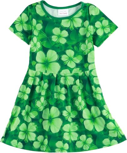 فستان HH Family Girls St Patricks Day Oufit Clover Green للأطفال من عمر 4 إلى 12 عامًا in Saudi Arabia