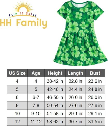 فستان HH Family Girls St Patricks Day Oufit Clover Green للأطفال من عمر 4 إلى 12 عامًا in Saudi Arabia