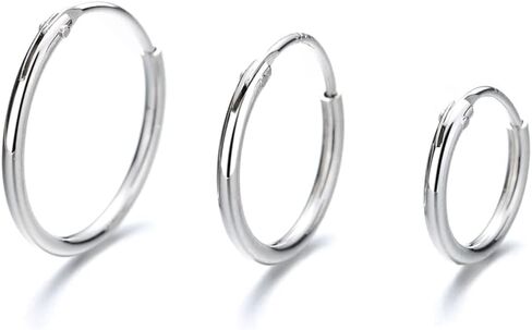 Amy & Annette Sterling Silver Hoop Earrings - Minimalist jewelry Great Gift for Every Occasion - (Set of 3 Sizes) in Saudi Arabia