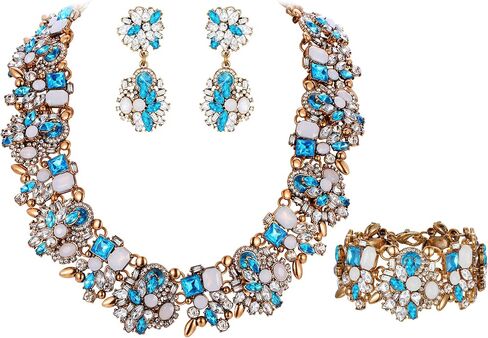Flyonce Big Chunky Statement Necklace Set for Women Fashion Costume Jewelry Vintaged Style in Saudi Arabia