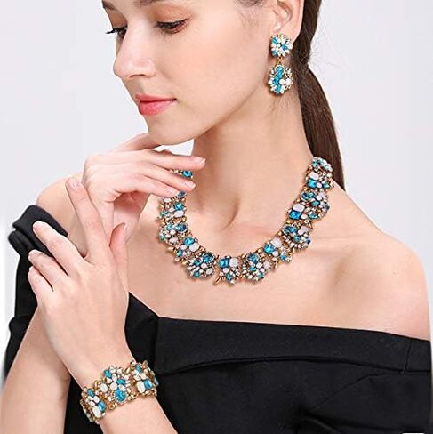 Flyonce Big Chunky Statement Necklace Set for Women Fashion Costume Jewelry Vintaged Style in Saudi Arabia