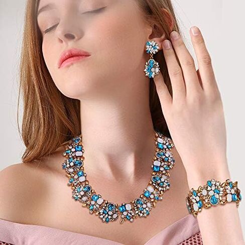 Flyonce Big Chunky Statement Necklace Set for Women Fashion Costume Jewelry Vintaged Style in Saudi Arabia
