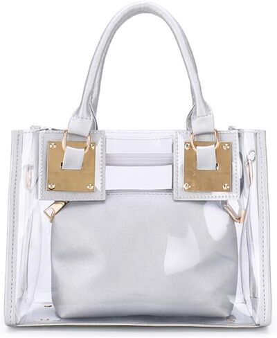 Women Small Jelly Purse and Handbag 2pcs Transparent Top Handle Shoulder Bags Satchel in Saudi Arabia
