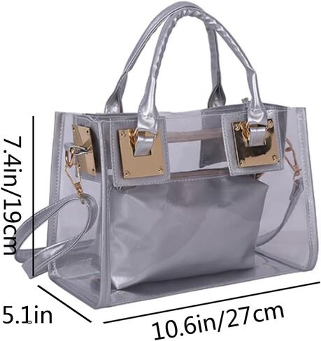 Women Small Jelly Purse and Handbag 2pcs Transparent Top Handle Shoulder Bags Satchel in Saudi Arabia