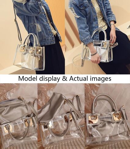 Women Small Jelly Purse and Handbag 2pcs Transparent Top Handle Shoulder Bags Satchel in Saudi Arabia