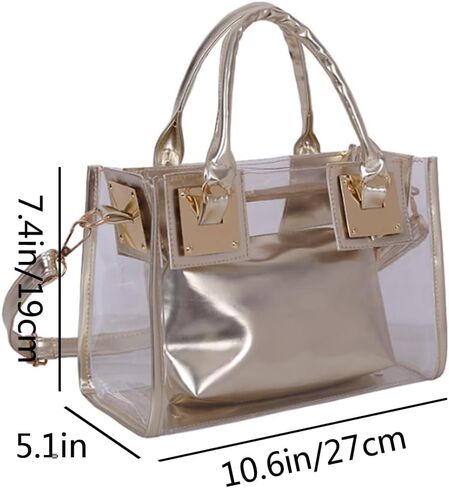 Women Small Jelly Purse and Handbag 2pcs Transparent Top Handle Shoulder Bags Satchel in Saudi Arabia