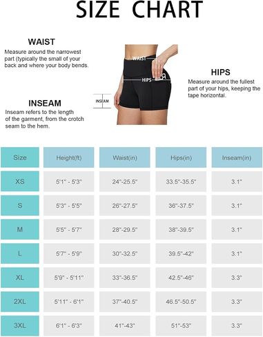 BALEAF Biker Shorts Women Yoga Gym Workout Spandex Running Volleyball Tummy Control Compression Shorts with Pockets 3" Black XL in Saudi Arabia