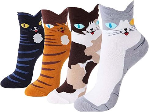 اوكي اوكي جوارب هدية للنساء - شخصية كرتونية فنية على شكل قطة وكلب | هدايا الكريسماس للنساء in Kuwait