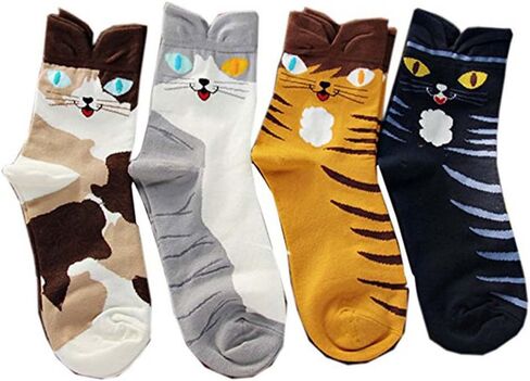 اوكي اوكي جوارب هدية للنساء - شخصية كرتونية فنية على شكل قطة وكلب | هدايا الكريسماس للنساء in Kuwait