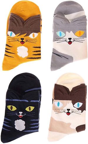 اوكي اوكي جوارب هدية للنساء - شخصية كرتونية فنية على شكل قطة وكلب | هدايا الكريسماس للنساء in Kuwait