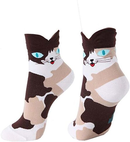 اوكي اوكي جوارب هدية للنساء - شخصية كرتونية فنية على شكل قطة وكلب | هدايا الكريسماس للنساء in Kuwait