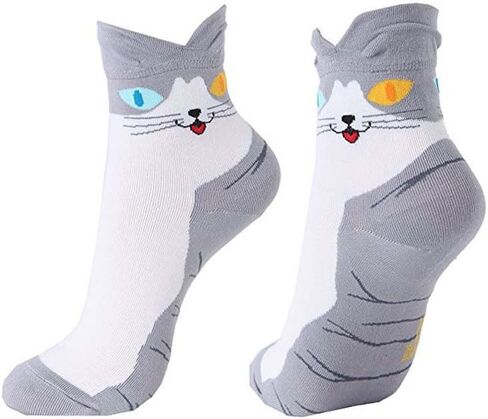 اوكي اوكي جوارب هدية للنساء - شخصية كرتونية فنية على شكل قطة وكلب | هدايا الكريسماس للنساء in Kuwait