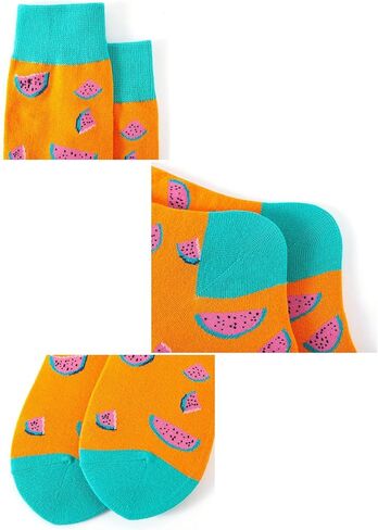 Fruit Embroidered Crew Socks Colorblocked Mid Calf Socks Novelty Dress Socks, 7 Pack in Kuwait