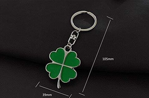 Silver and Green Color Zinc Alloy Four-leaf Clover Fortune Keychain in Saudi Arabia