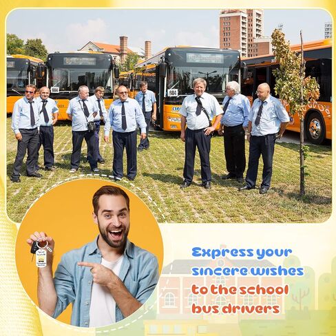 Cunno 6 Pcs Bus Driver Appreciation Gifts School Bus Driver Gifts Stainless Steel School Bus Keychain Thank You Gift for Truck Driver Birthday Retirement Leaving Thanksgiving Stocking Stuffer in Saudi Arabia