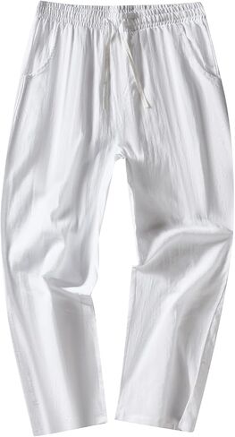 FANARCHER Men’s Lightweight Cotton Linen Pants Casual Trousers Drawstring Yoga Beach Pants with Pockets in Saudi Arabia