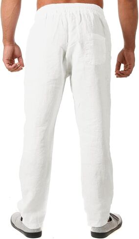 FANARCHER Men’s Lightweight Cotton Linen Pants Casual Trousers Drawstring Yoga Beach Pants with Pockets in Saudi Arabia