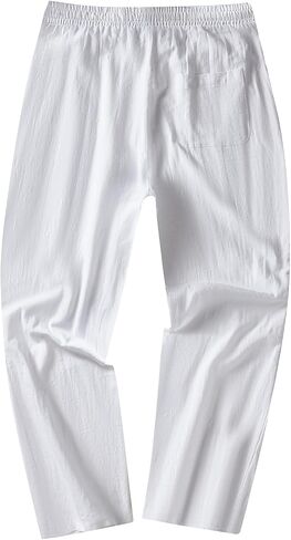 FANARCHER Men’s Lightweight Cotton Linen Pants Casual Trousers Drawstring Yoga Beach Pants with Pockets in Saudi Arabia