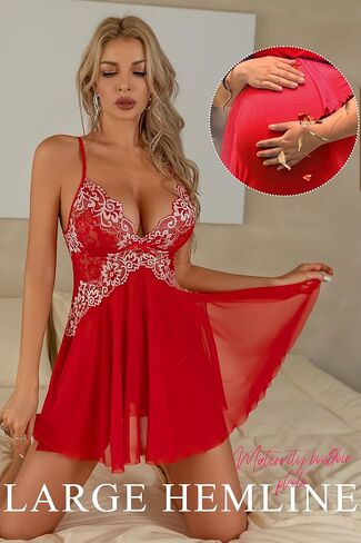 ملابس داخلية ADSEXY للنساء مثيرة من الدانتيل بيبي دول صغير شفاف مزين بالزهور ورقبة على شكل حرف V قميص شفاف من خلال ثوب النوم إهمال غير مطيع in Kuwait