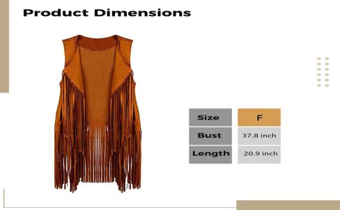 ShiChextasy Women's Light Leather Suit Set for 70's Peace Mark Item Tassel Vest 7 Piece in Saudi Arabia