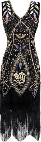 Metme Women's 1920s Flapper Dress Sequins Art Deco Fringed Sleeveless Gatsby Dress in Saudi Arabia