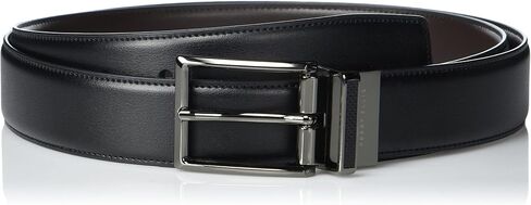 Perry Ellis Men's Reversible Leather Belt with Stitch and Carbon Fiber Keeper in Saudi Arabia