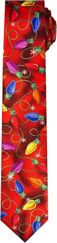 Jerry Garcia Men's Merry Christmas Collection Light Bulbs Another Butterfly Artwork Red Regular Length Neck Tie, Regular - 58 inch in Saudi Arabia