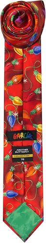 Jerry Garcia Men's Merry Christmas Collection Light Bulbs Another Butterfly Artwork Red Regular Length Neck Tie, Regular - 58 inch in Saudi Arabia