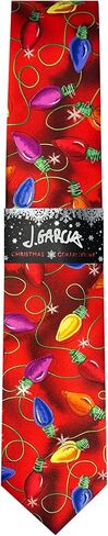 Jerry Garcia Men's Merry Christmas Collection Light Bulbs Another Butterfly Artwork Red Regular Length Neck Tie, Regular - 58 inch in Saudi Arabia