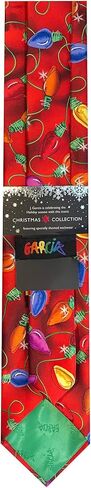 Jerry Garcia Men's Merry Christmas Collection Light Bulbs Another Butterfly Artwork Red Regular Length Neck Tie, Regular - 58 inch in Saudi Arabia