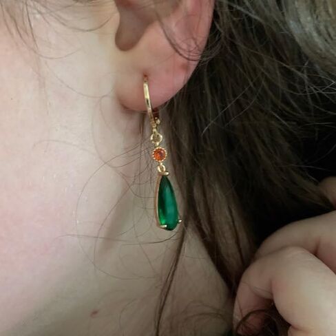 Howl's Earrings 18K Gold Castle Moving Earrings Huggie Hoop Earrings Jewelry Green Drop Dangle Earrings Cosplay Anime Gift for Women Men in Saudi Arabia