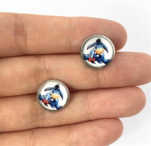 أقراط Winni Pooh Eeyore، حلق معدني كرتوني أنيمي، هدايا الأفلام التلفزيونية للنساء والرجال والفتيات والفتيان in Kuwait