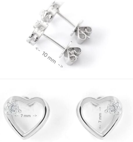 14K White Gold Heart Earring - 0.07 Carat Certified Diamond with G Colour, SI2 Clarity - Birthday Gift, Mother’s Day Gift, Valentine’s Day Gift - Elegant Box in Kuwait