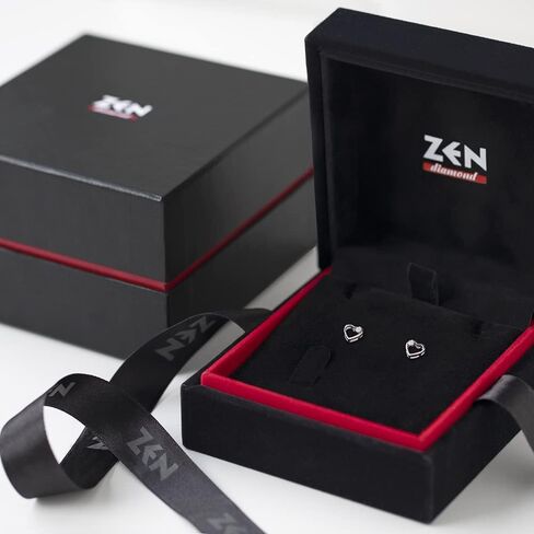 14K White Gold Heart Earring - 0.07 Carat Certified Diamond with G Colour, SI2 Clarity - Birthday Gift, Mother’s Day Gift, Valentine’s Day Gift - Elegant Box in Kuwait