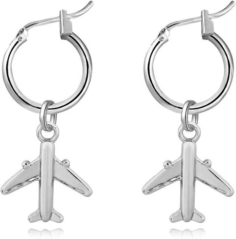coadipress Tiny Airplane Hoop Earrings for Women Teen Girls Personalized Gold Silver Plated Dangle Drop Aircraft Earrings Jewelry Gifts in Saudi Arabia