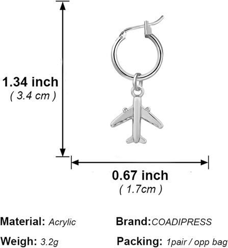 coadipress Tiny Airplane Hoop Earrings for Women Teen Girls Personalized Gold Silver Plated Dangle Drop Aircraft Earrings Jewelry Gifts in Saudi Arabia