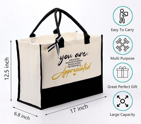 Canvas Bag Gift, Cotton Canvas Tote Bag, Thank You Gift for Coworker Friends, Employee Appreciation Gift, Canvas Tote Bags for Women, You Are Amazing Inspirational Dedicated Incredible Appreciated in Saudi Arabia
