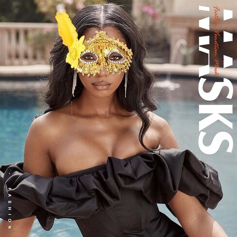 Nicute Sequin Masquerade Mask Gold Feather Venetian Half Masks Mardi Gras Sparkly Eyemask Accessories for Women and Girls in Saudi Arabia