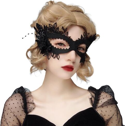 Sup-Coente Masquerade Mask For Women Halloween Female Half Face Costume Mask Gothic Party Ball Mardi Gras Masks in Kuwait