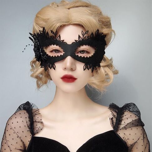 Sup-Coente Masquerade Mask For Women Halloween Female Half Face Costume Mask Gothic Party Ball Mardi Gras Masks in Kuwait