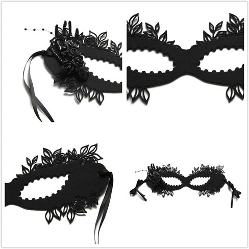 Sup-Coente Masquerade Mask For Women Halloween Female Half Face Costume Mask Gothic Party Ball Mardi Gras Masks in Kuwait