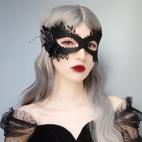 Sup-Coente Masquerade Mask For Women Halloween Female Half Face Costume Mask Gothic Party Ball Mardi Gras Masks in Kuwait