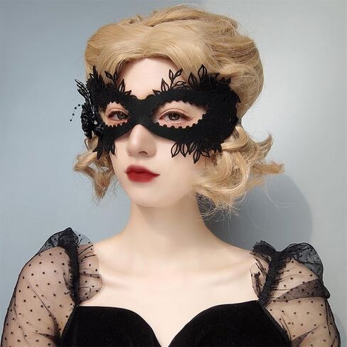 Sup-Coente Masquerade Mask For Women Halloween Female Half Face Costume Mask Gothic Party Ball Mardi Gras Masks in Kuwait