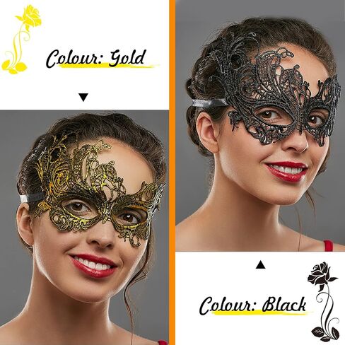 Mardi Gras Lace Masquerade Mask for Women Venetian Mask Halloween Carnival Party Supplies (Multicolored+Gold+Sliver) in Saudi Arabia