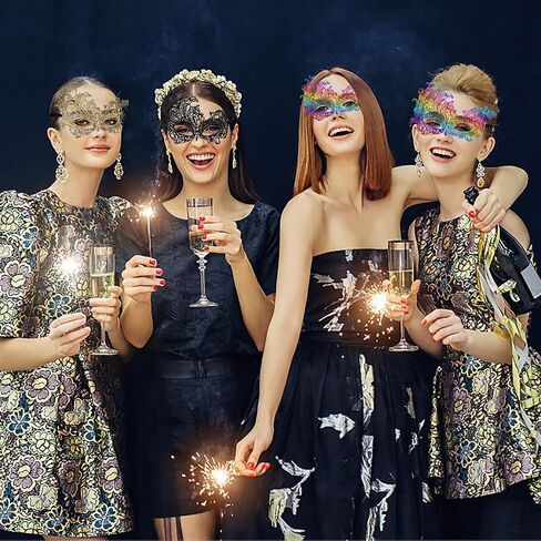 Mardi Gras Lace Masquerade Mask for Women Venetian Mask Halloween Carnival Party Supplies (Multicolored+Gold+Sliver) in Saudi Arabia