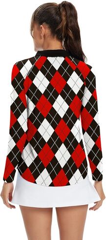 Womens Long Sleeve Golf Shirts Print Golf Tops Athletic Moisture Wicking Tennis Shirts Golf Clothing in Kuwait