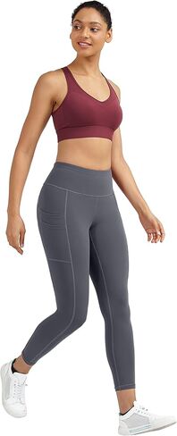 Ewedoos Yoga Pants with Pockets High Waisted Leggings with Pockets for Women Tummy Control Gym Leggings Workout Pants Gray in Saudi Arabia
