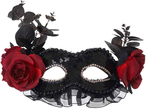 قناع تنكر الهالوين الأسود من ديلادولا للنساء، أقنعة زهرة الدانتيل لحفلات ماردي جراس in Kuwait